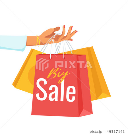 Hand holding paper sale bags Hand holding paper sale bags 49517141