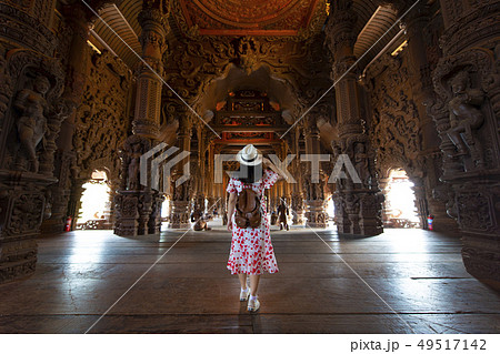Tourist is traveling inside Sanctuary of truth Tourist is traveling inside Sanctuary of truth 49517142