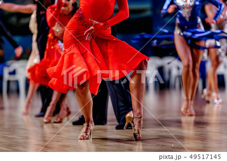 woman dancer in red dress 49517145