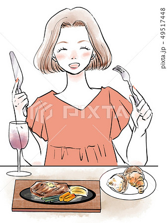 女性　食事 49517448