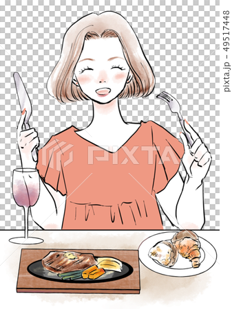 女性　食事 49517448