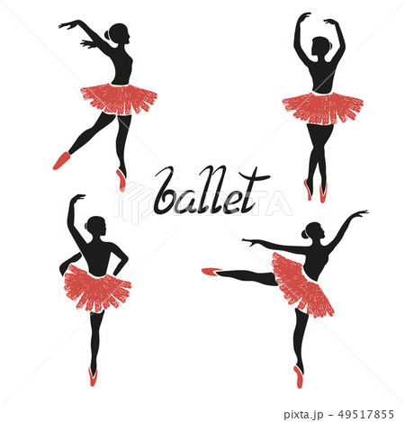 Set Of Of Stylized Ballerinas Poses Of Balletのイラスト素材