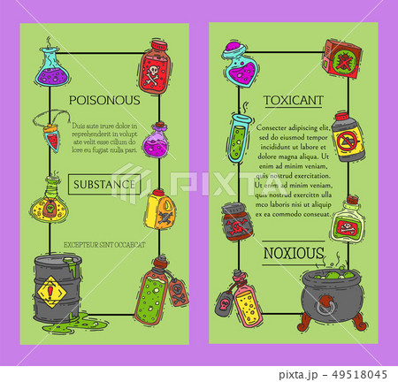 Toxic industry concept banners vector illustration. Different barrel for liquids oil, biofuel 49518045