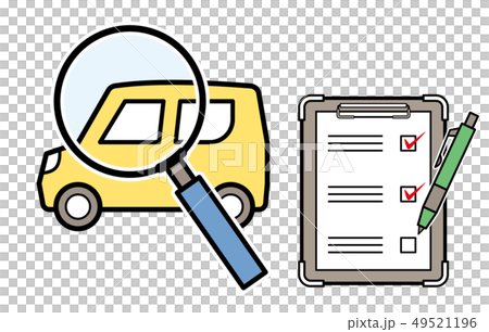 Minicar（迷你卡和放大鏡和清單）的評估圖像的插圖 49521196