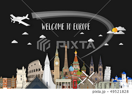 Europe famous Landmark paper art. Global Travel 49521828