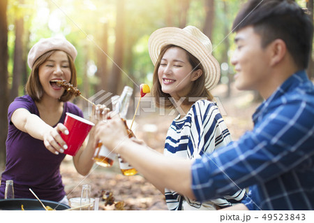young Friends eating barbecue and having fun 49523843