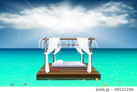 Outdoor Cabana Bed At The Beachのイラスト素材 49525296 Pixta Outdoor Cabana Bed At The Beachのイラスト, Outdoor Beach Bed