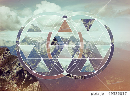 Geometric collage with the mountains and forest Geometric collage with the mountains and forest 49526057