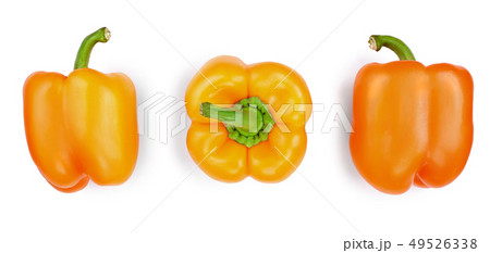 orange sweet bell pepper isolated on white background. Top view. Flat lay 49526338