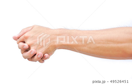 Man arm with blood veins on white background Man arm with blood veins on white background 49526451
