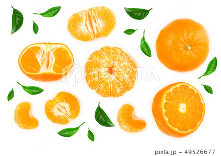 tangerine or mandarin isolated on white background. Top view. Flat lay tangerine or mandarin isolated on white background. Top view. Flat lay 49526677