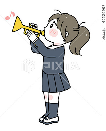 トランペットを吹く女の子 女子高生 吹奏楽 イラストのイラスト素材 49526907 Pixta