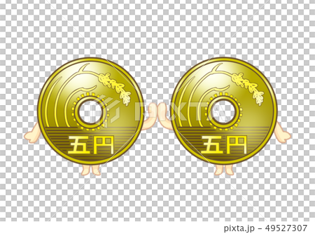 The edge of a 5-yen coin (character style) 49527307