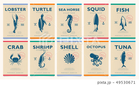 Marine mood Poster concept. Seafood Banner design template for marketing, social media, advertising 49530671