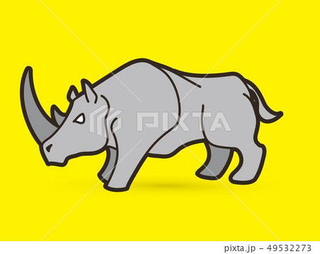 Angry Rhino standing cartoon graphic vector Angry Rhino standing cartoon graphic vector 49532273