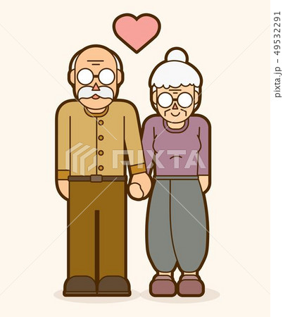 Grandfather and grandmother holding hands vector 49532291