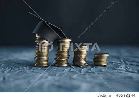 Scholarship money concept. Coins with money stack step growing growth saving money investment 49533144