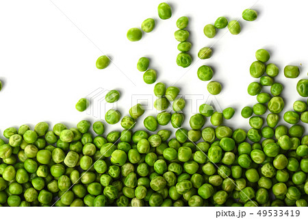 Top. view. Green peas isolated on a white 49533419