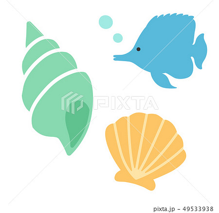 貝殻と熱帯魚 アイコンのイラスト素材