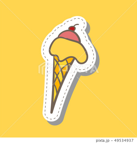 Ice Cream sticker hand draw colored in flat style 49534937
