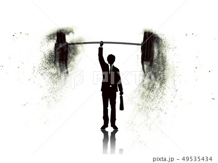 バーベルを持ち上げるビジネスマンのイラスト素材
