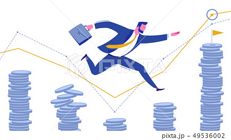 Businessman with Portfolio Jump to Success Goal Businessman with Portfolio Jump to Success Goal 49536002