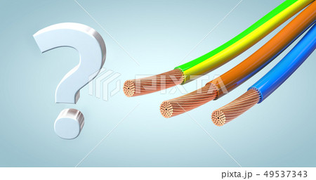 stripped 3 core power cables with question mark 49537343
