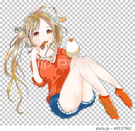 焼肉を食べる女の子ラノベ風（女の子） 49537962