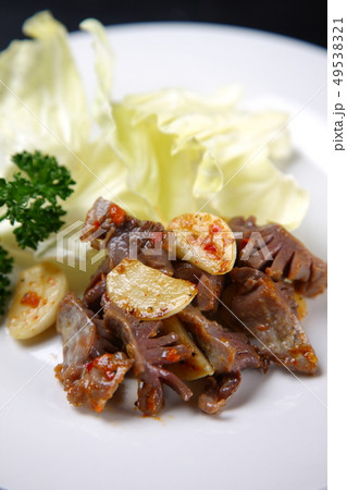 砂肝とにんにくの炒め物 49538321