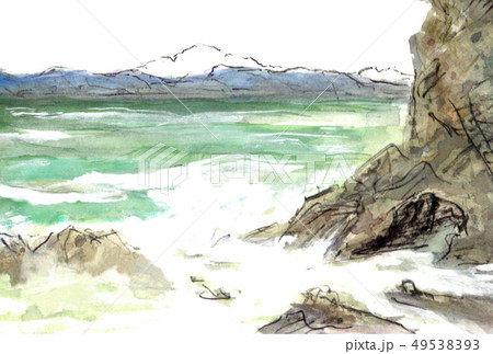 浦浜海岸から望む佐渡島 49538393