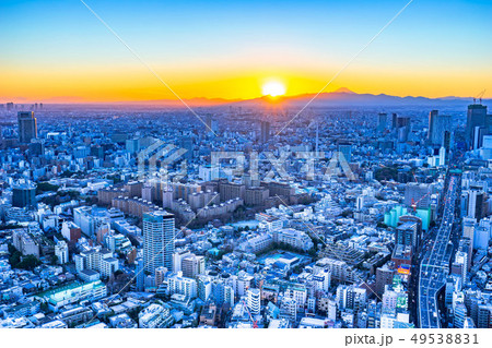 六本木ヒルズからの展望　夕焼け　朝焼け　イメージ　【東京都】 49538831