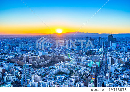 六本木ヒルズからの展望　夕焼け　朝焼け　イメージ　【東京都】 49538833