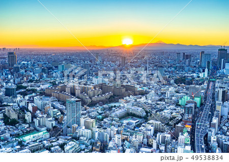 六本木ヒルズからの展望　夕焼け　朝焼け　イメージ　【東京都】 49538834