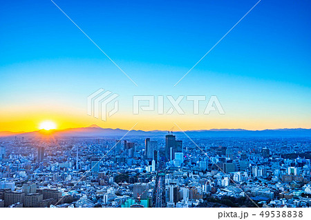 六本木ヒルズからの展望　夕焼け　朝焼け　イメージ　【東京都】 49538838