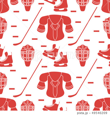 Sport seamless pattern Hockey equipment. 49540209