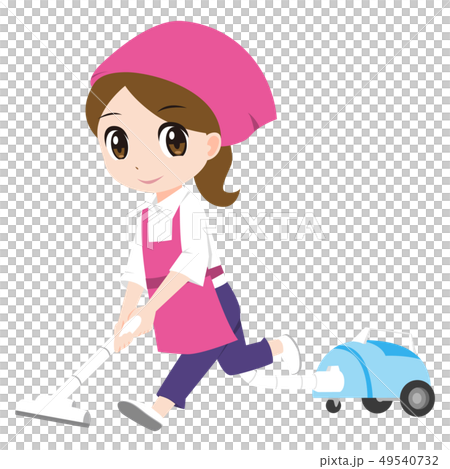 A woman cleaning with a vacuum cleaner - Stock Illustration [49540732 ...