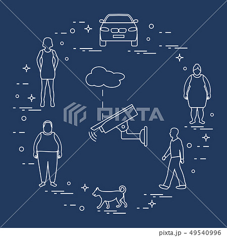 Security camera, dog, woman, girl, men, car Security camera, dog, woman, girl, men, car 49540996