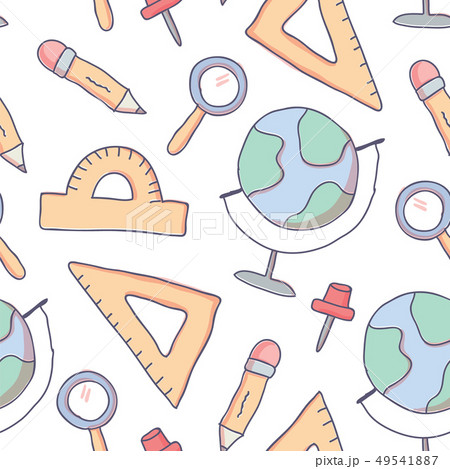 Cute seamless pattern with doodle school supplies 49541887