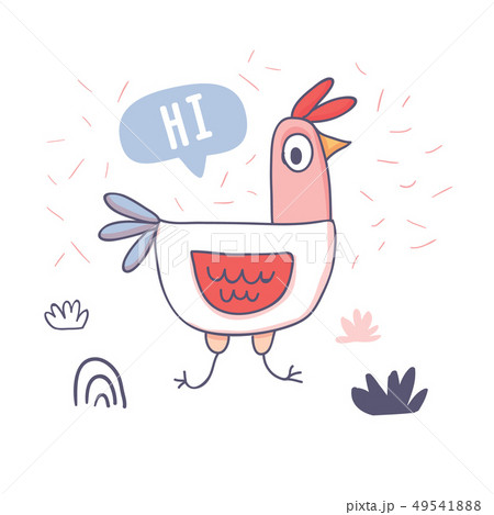 Cute cartoon rooster with love emoji doodle  49541888