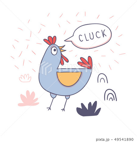 Cute cartoon rooster with love emoji doodle Cute cartoon rooster with love emoji doodle 49541890
