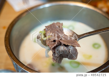 Delicious Beef Bone Soup in a hot pot 49542725