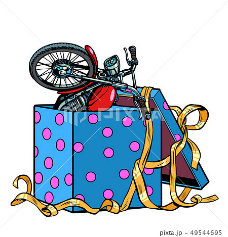 Motorcycle bike in a gift boxのイラスト素 