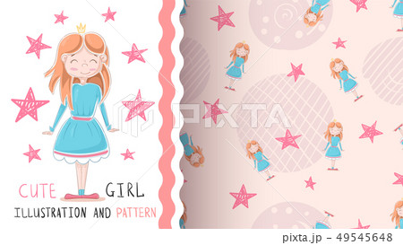 Cute little princess - seamless pattern 49545648