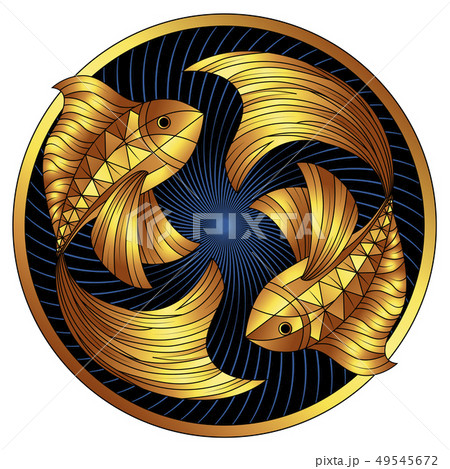 Golden pisces zodiac sign vector horoscope symbol Stock