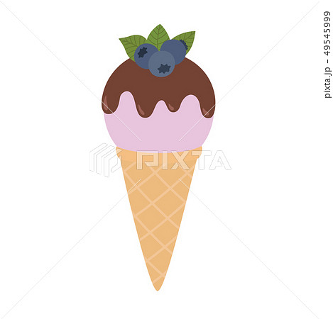 Blueberry ice cream with chocolate in a waffle cone 49545999