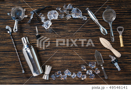 Arrangement of tools for making cocktails Arrangement of tools for making cocktails 49546141