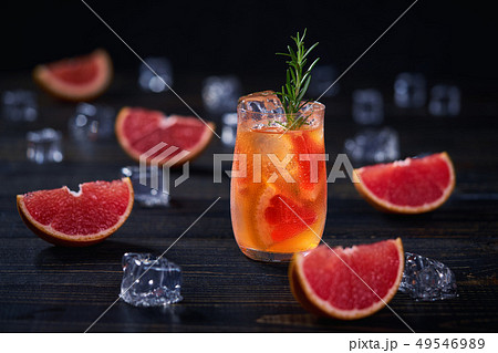 Refreshing cocktail with ice grapefruit and 49546989