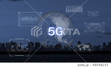 先進テクノロジー　5G AI 人工知能　IoT　素材　背景　グラフィック　イラスト　ブロックチェーン 49548253