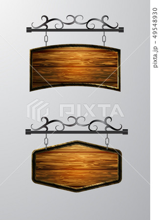 hanging, wooden Board vector, wooden object for text. 49548930