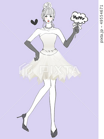 ウエディングドレスイラストのイラスト素材
